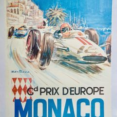 Original Mid Century 1963 Grand Prix d'Europe Monaco poster