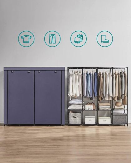 Clothes Wardrobe, Portable Closet, Garment Organiser Rack with 4 Hanging Rails