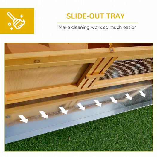 Rabbit Hutch Outdoor Guinea Pig Hutch with Run, Small Animal Off-ground Duck House Hideaway Backyard with Openable Roof, 125.5 x 100 x 49cm, Orange