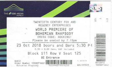 Bohemian Rhapsody World Premiere Full Ticket 23 October 2018 - Queen - 0046