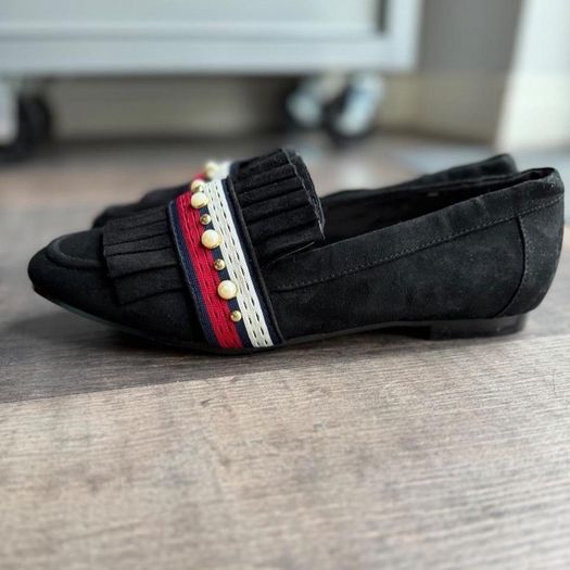 Kurt Geiger London 5/38 UK Black Suede Loafers Gives such a Gucci vibe