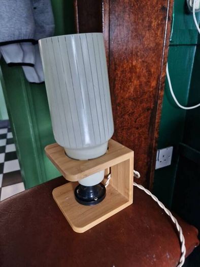 1 Retro Vintage Mid Century Glass shade /repro base  Table lamp