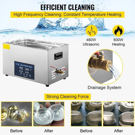 22L Ultrasonic Cleaner Machine Stainless Steel Ultrasonic Cleaning Machine Digital Heater Timer Jewelry Cleaning for Commercial Personal Home Use