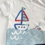 Next Blue Nautical Scene Top and Shorts Baby Set 6-9 Months Image 2