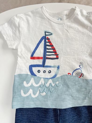 Next Blue Nautical Scene Top and Shorts Baby Set 6-9 Months