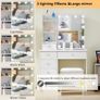 Dressing Table with Sliding Mirror and Stool, Vanity Desk with Adjustable Brightness, Makeup Table with 6 Drawers and 6 Shelves, White, 80x36x131 cm Image 3