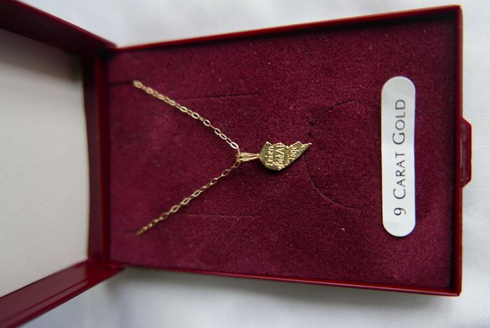9K Yellow Gold 375 I Love You Piece of My Heart Puzzle Pendant Necklaces L9" - 0,68g