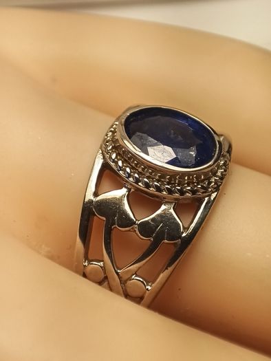Sterling Silver Natural Sapphire Band Ring