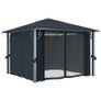 Gazebo with Curtain 300x300 cm Anthracite Aluminium Image 2