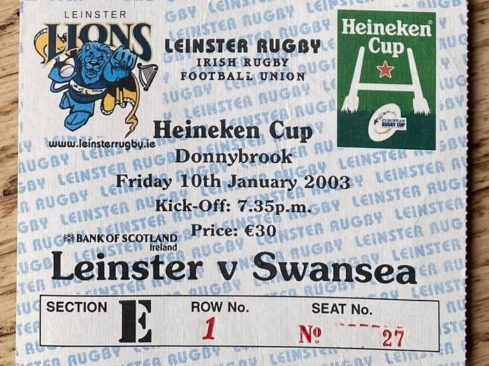 2003 Leinster v Swansea - Heineken Cup Programme & Ticket