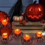 Spider Tea Lights Set of 6 Flameless LED Candles for Spooky Halloween Decor with Spider Candle Holder, Orange Flickering Tea Lights Image 4