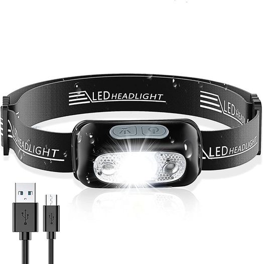 NEW SALE | Head Torch, Rechargeable Super Bright LED Headlamp-250 Lm, Motion Sensor, IPX6 Waterproof, 5 Light Modes, Adjustable Angle&Strap, Led Head Torch for Running Camping & Hiking Torch Accessories