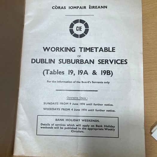 Railway Working Timetable Supplement CIE Dublin Suburban Svcs 1974 + 1977 +Notes