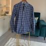 Mens Tommy Hilfiger Long-sleeve Shirt in a Navy and Blue Check Pattern Image 5