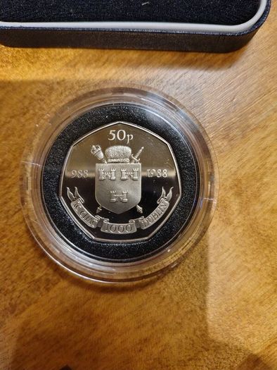 1988 Dublin Millennium 50p Proof Coin and 2 circulated coins