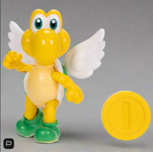BRAND NEW Super Mario Action Figure Green Para Koopa Troopa with Coin 10cm