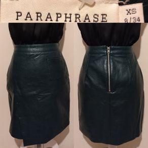 Faux Leather Paraphrase Green Skirt