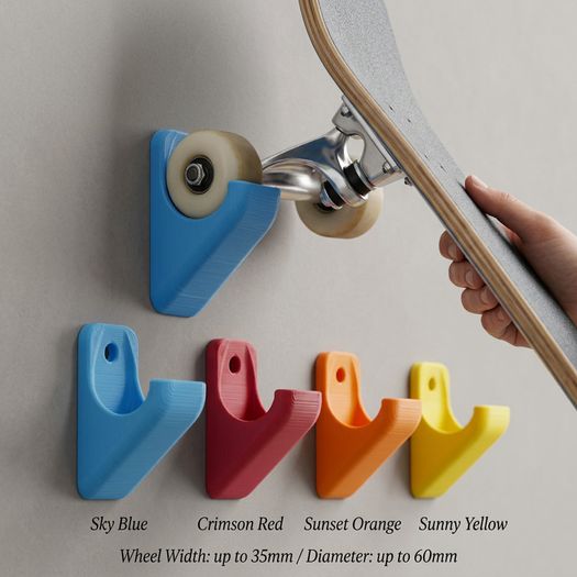 3D Printed Skateboard Wall Mount Holder - Multiple Colours