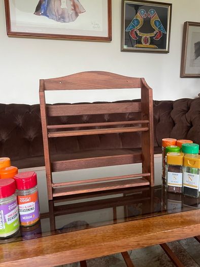 Vintage Wooden Two Tier Counter or Wall Hanging Spice Rack