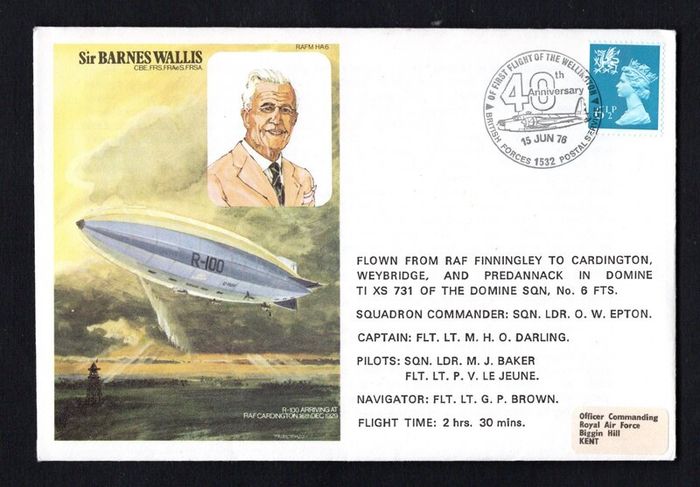 1976 Great Britain Illustrated Cover Commemorating First Flight of the Wellington  tying 6 1/2d Machin
