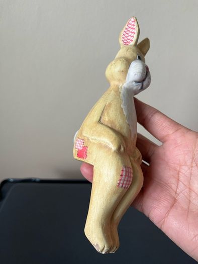 Carved Wooden Rabbit Shelf Sitter