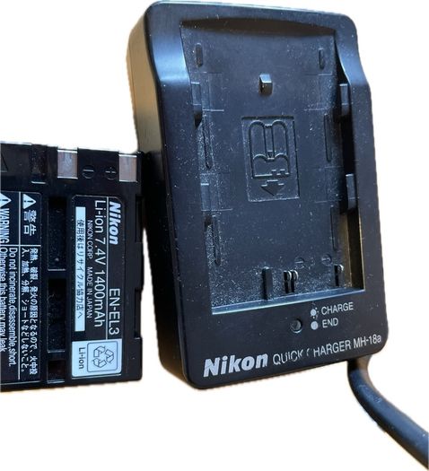 Nikon D100 with Nikon MB-D100. Nikon MH-18a quick charger, Nikon ENEL3 battery, Meike flash,  vgc