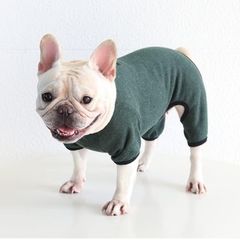 Dog Clothes, Dog Pajamas Soft Four-Legged Jumpsuit French Bulldog Clothes Dog Onesies for Puppy Small Medium Dogs (Blackish green,