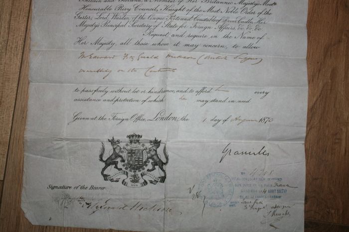Victorian  Passport 1870
