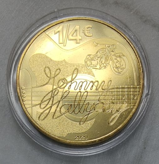 France 0.25 Euro Copper Uncirculated Coin 2020 - Johnny Hallyday 60 Years of Memories - Johnny Hallyday 60 Years of Memories