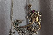 Ethnic solid silver pendant and chain