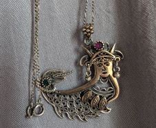 Ethnic solid silver pendant and chain