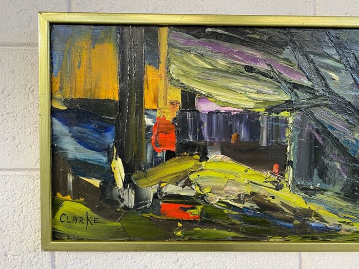 expressionistic oil on canvas signed Clarke