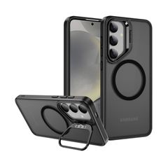 For Samsung Galaxy S24 Ultra Skin-Feel Camera Holder Magsafe Case Black