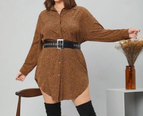 Leopard Button Front Tunic Top