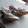 Ladies silver sandals heeled NEW Image 4