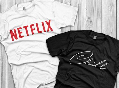 Netflix and Chill funny Couple T-Shirt valentines day gift present