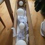 Modern Brass & Frosted Glass Globe Linear Ceiling Light Image 2
