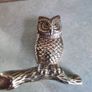 Brass Owl SET OF 2 EACH one is 18.00 EURO Vintage Brass Owl Statue Figurine Paperweight Bird Nature Tree Branch Retro skitch. Image 5
