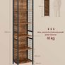 Tall Industrial Bookshelf with 6 Shelves and Hooks Rustic Brown and Black Image 5