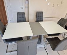 Glasstop Extendable Kitchen Dining Table Set