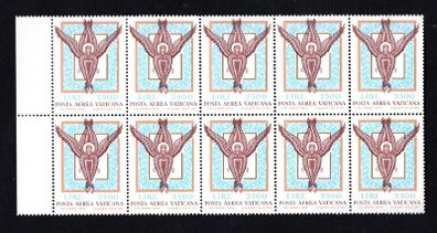 1974 Vatican City Angel Commemorative Stamp Block of 8 Mint Never Hinged (MNH)