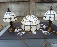 Vintage Table Lamps & Ceiling Shade Set