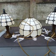 Vintage Table Lamps & Ceiling Shade Set