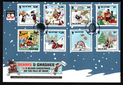 2018 Isle of Man A Beano Christmas on the Isle of Man Commemorative Stamps First Day Cover (FDC)