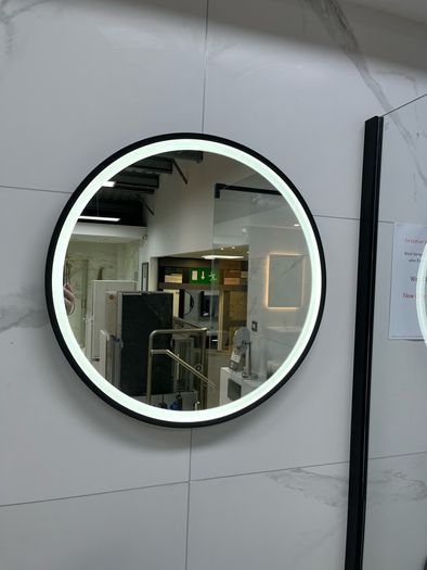 EX Display Black Round LED bathroom mirror