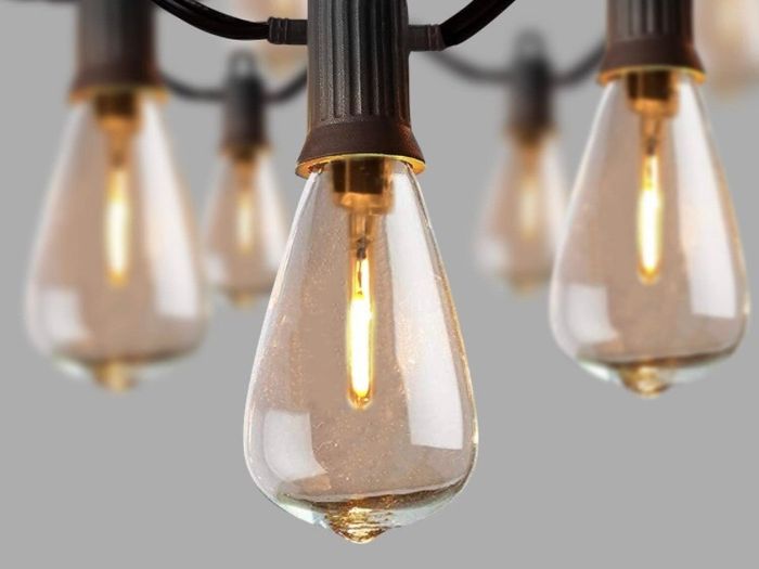 Outdoor LED String Lights Mains Powered, 25FT ST38 Garden String Lights, 12+1Pcs Vintage Bulbs(1 Spare), Waterproof IP65 Patio Festoon Lights for Backyard (25FT, 50FT AVAILABLE)