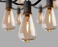 Outdoor LED String Lights Mains Powered, 25FT ST38 Garden String Lights, 12+1Pcs Vintage Bulbs(1 Spare), Waterproof IP65 Patio Festoon Lights for Backyard (25FT, 50FT AVAILABLE)