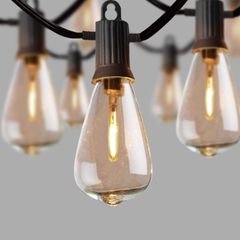 Outdoor LED String Lights Mains Powered, 25FT ST38 Garden String Lights, 12+1Pcs Vintage Bulbs(1 Spare), Waterproof IP65 Patio Festoon Lights for Backyard (25FT, 50FT AVAILABLE)