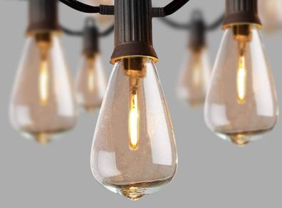 Outdoor LED String Lights Mains Powered, 25FT ST38 Garden String Lights, 12+1Pcs Vintage Bulbs(1 Spare), Waterproof IP65 Patio Festoon Lights for Backyard (25FT, 50FT AVAILABLE)