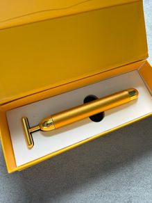 Beauty Bar 24k Golden Pulse Facial Massager, T-Shape Electric Sign Face Massage Tools for Sensitive Skin Face Pull Tight Firming Lift